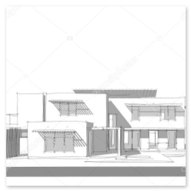 Rendering facciata residenziale contemporanea